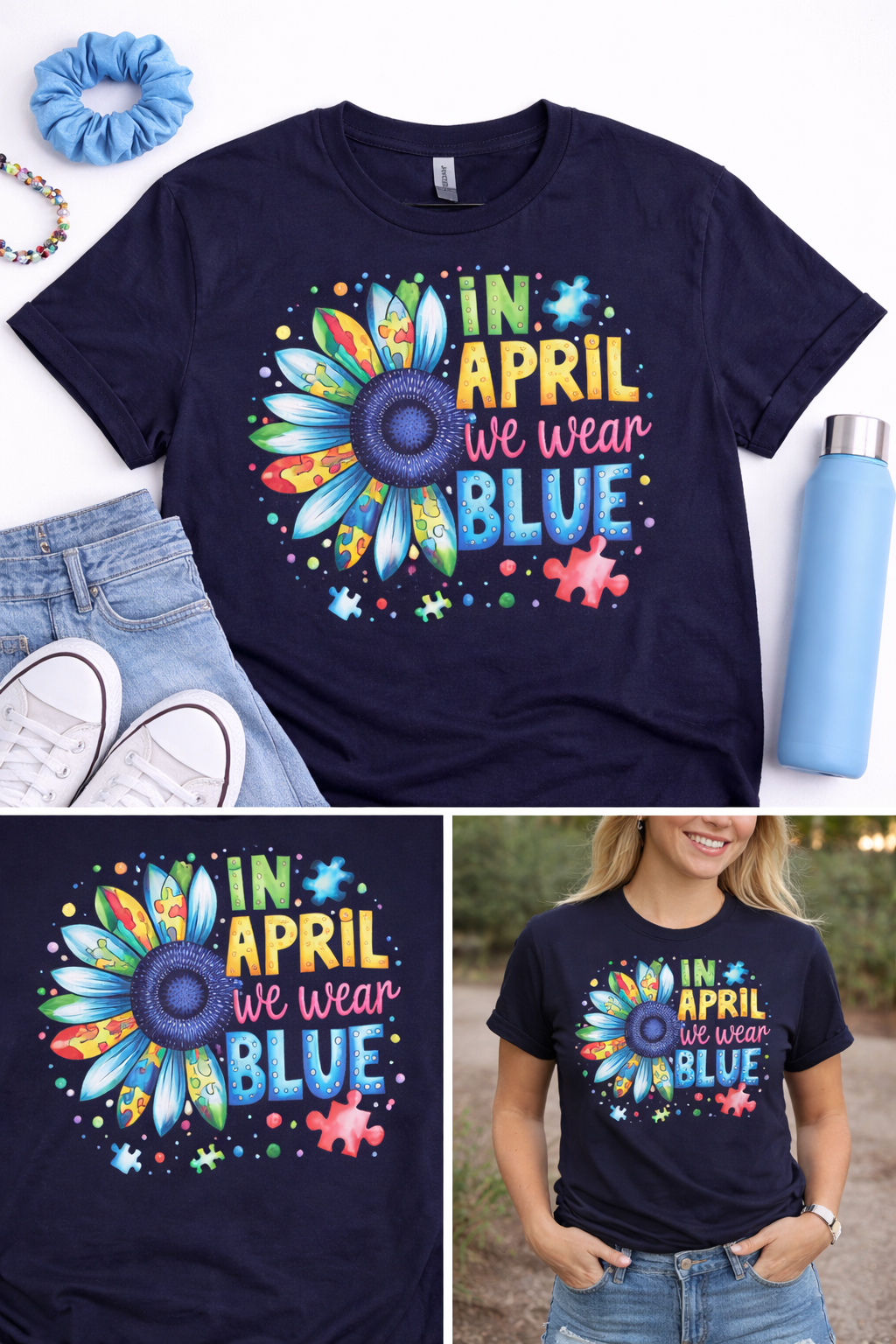 Autism Awareness tshirt, in April we wear blue, graphic tee