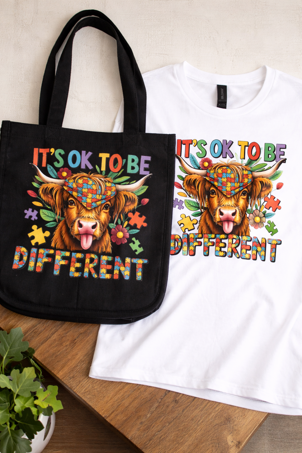 It’s OK to Be Different Shirt & Tote Set – Autism Awareness Bundle