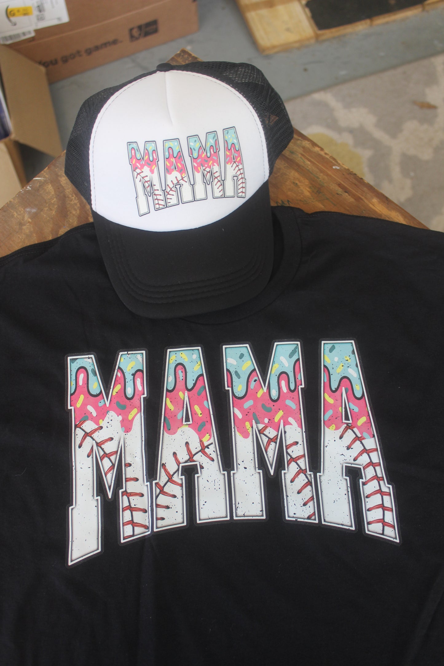 Baseball Mama Shirt & Hat Set – Matching Game Day Bundle