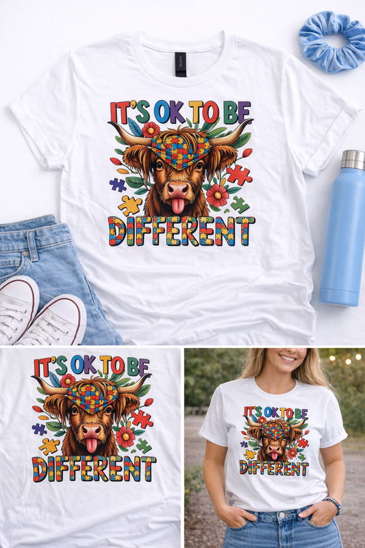 Autism Awareness tshirt, it's ok to be different, graphic tee