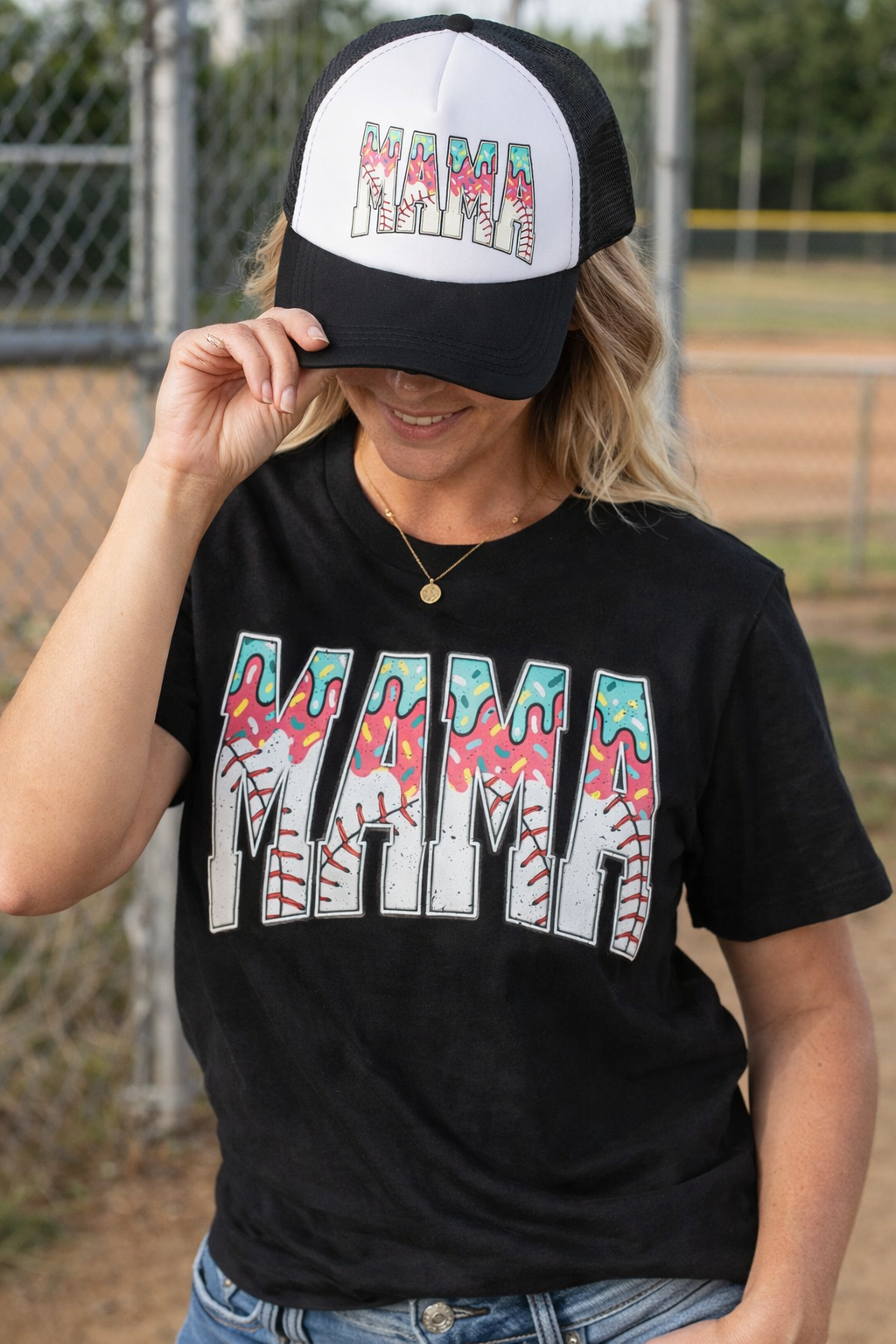 Baseball Mama Shirt & Hat Set – Matching Game Day Bundle