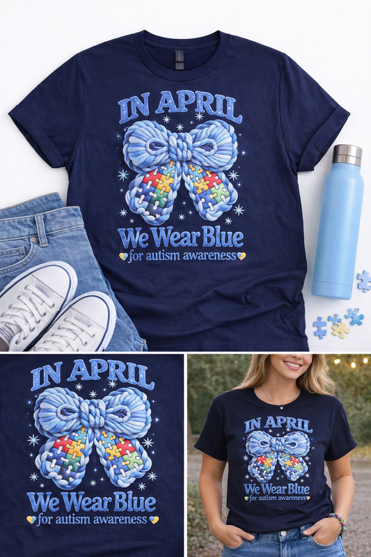 Autism Awareness, In April we wear blue, graphic tee