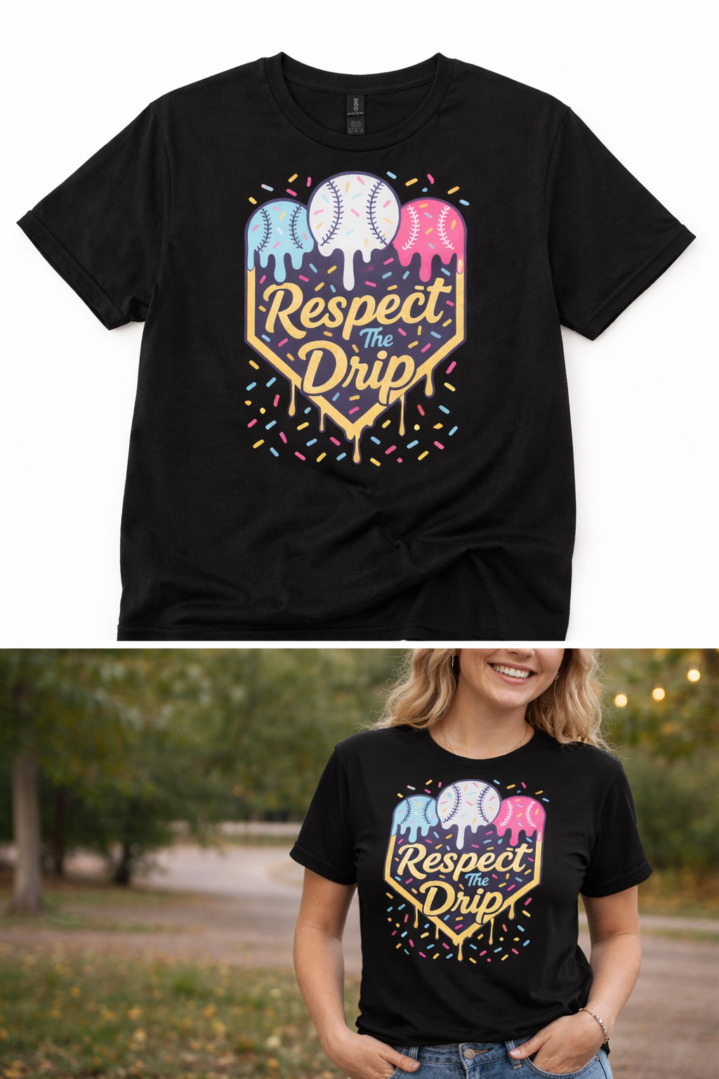 Respect the Drip Youth Baseball Heart Graphic Tee