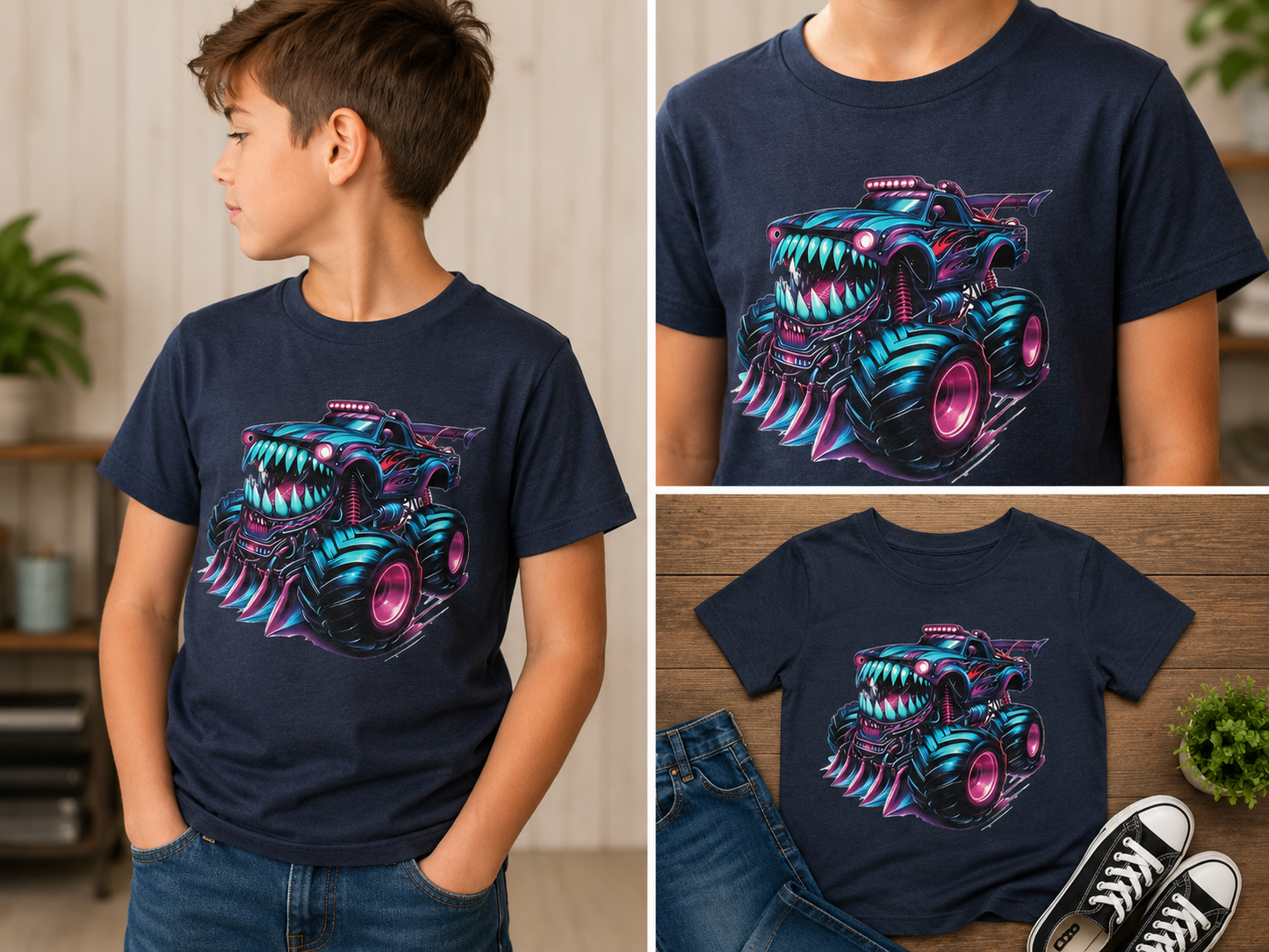 Kids Monster Truck Shirt | Youth Graphic Tee | Boys Truck Shirt | Cool Monster Truck Tee | Kids Racing Shirt